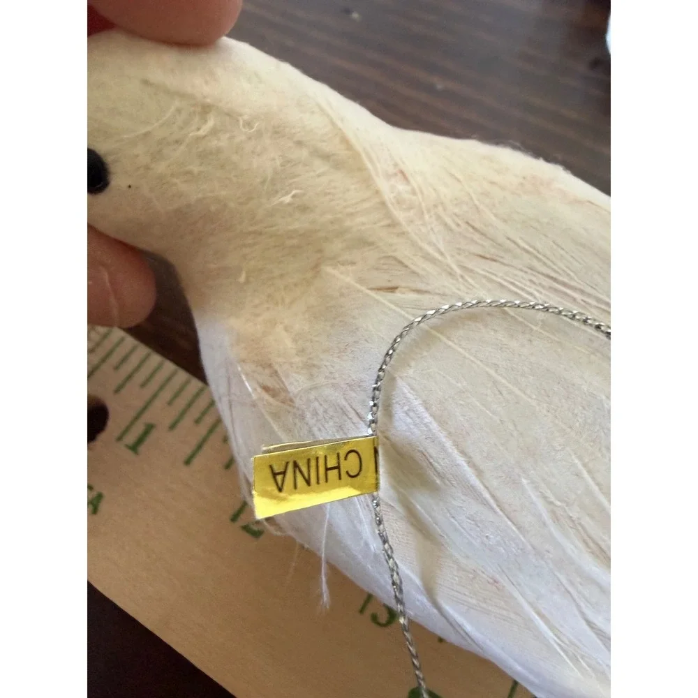 VTG White Dove Christmas Tree Ornaments Set of 3‎ Feather Tail Clip On 12 Inch